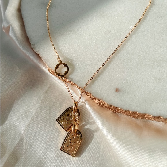 *LAST ONE!* Monogram Tags Necklace 18k Gold Plated - Picture 4 of 11